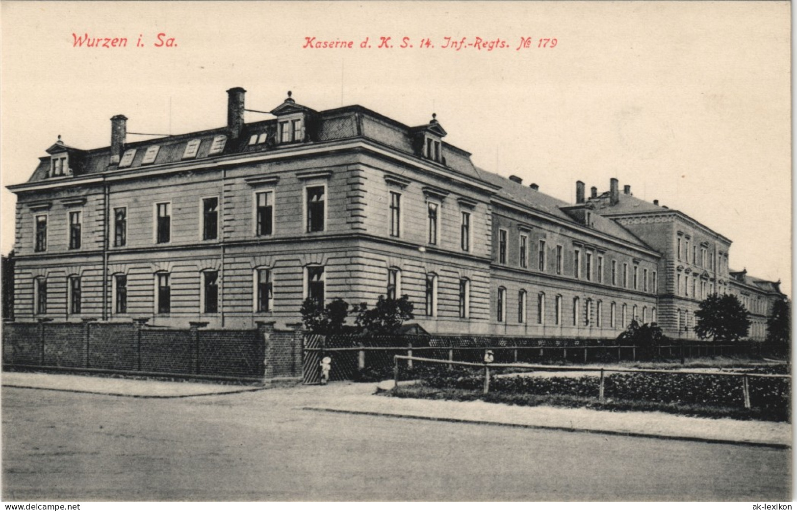 Ansichtskarte Wurzen Kaserne D. K. S. 14. Inf.-Regts. No 179 1913 - Wurzen