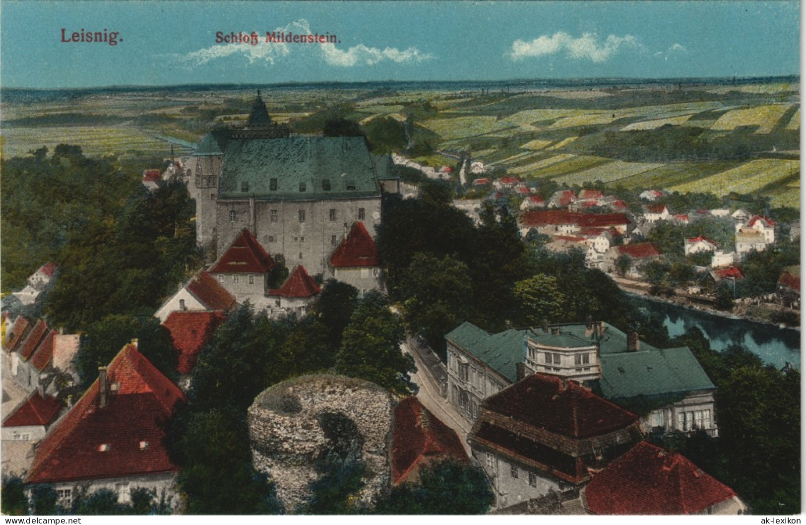 Ansichtskarte Leisnig Schloss Mildenstein, Stadt 1913 - Leisnig