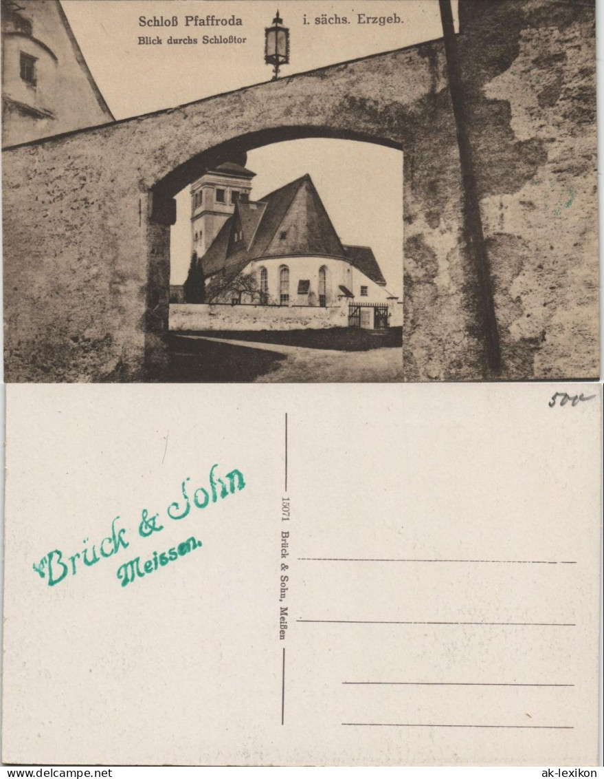 Ansichtskarte Pfaffroda Blick Durch Das Schloßtor Auf Die Kirche 1913 - Altri & Non Classificati