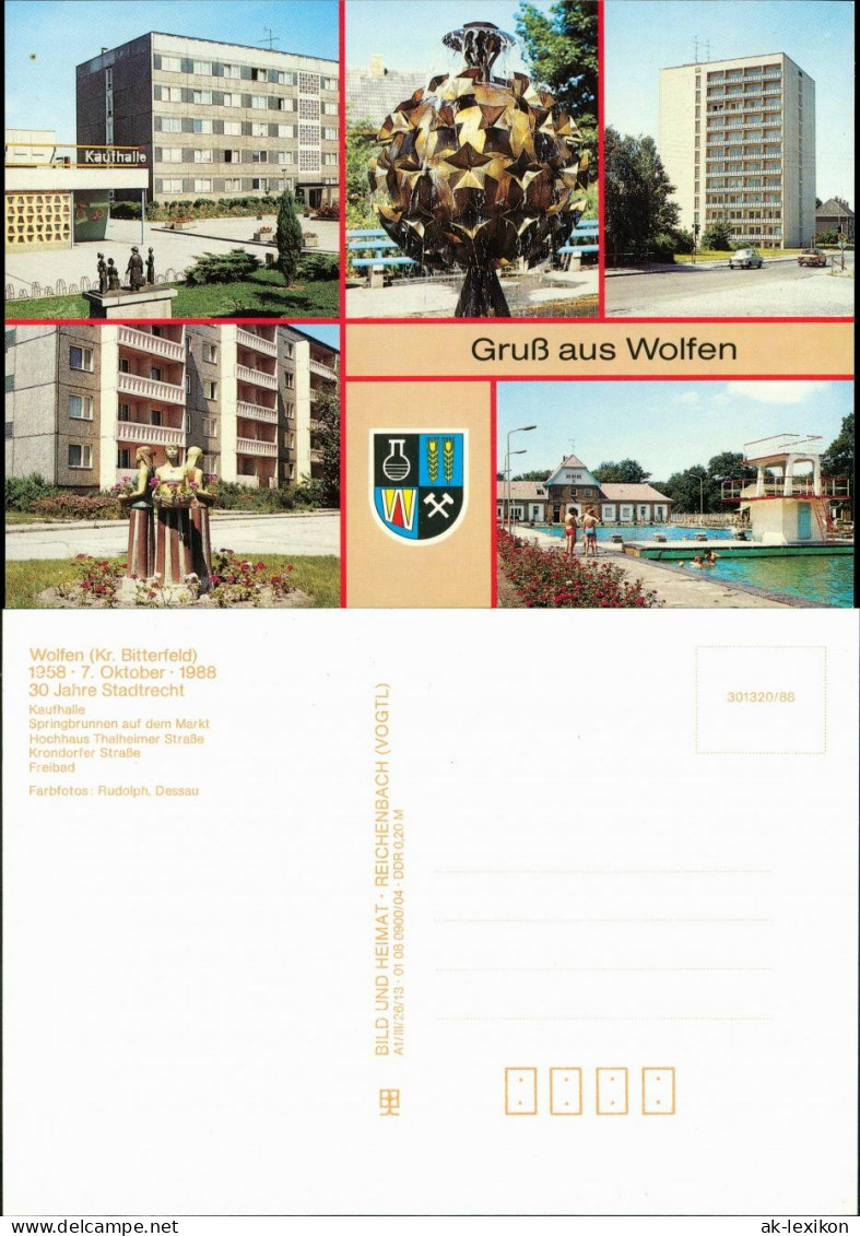 Wolfen Kaufhalle, Markt, Hochhaus Thalheimer Straße, Krondorfer Straße,  1988 - Altri & Non Classificati