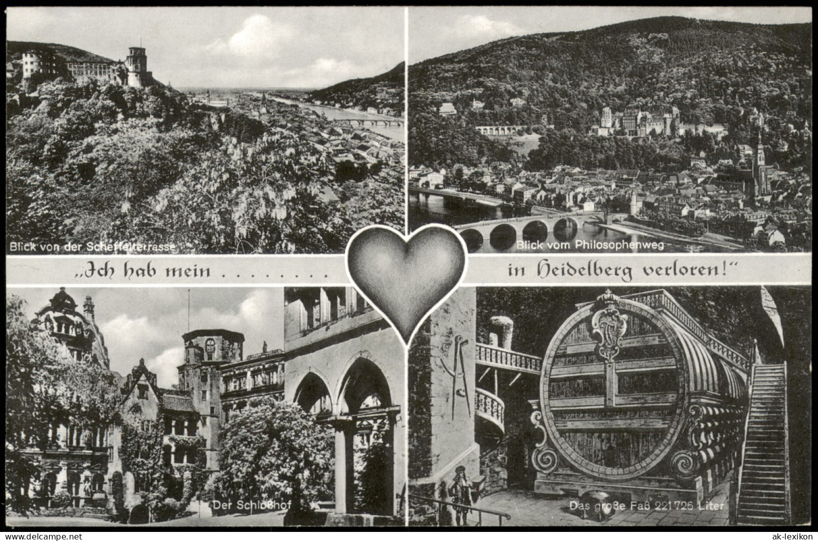 Heidelberg Mehrbildkarte Mit 4 Orts- Bzw. Stadtteilansichten 1940 - Heidelberg