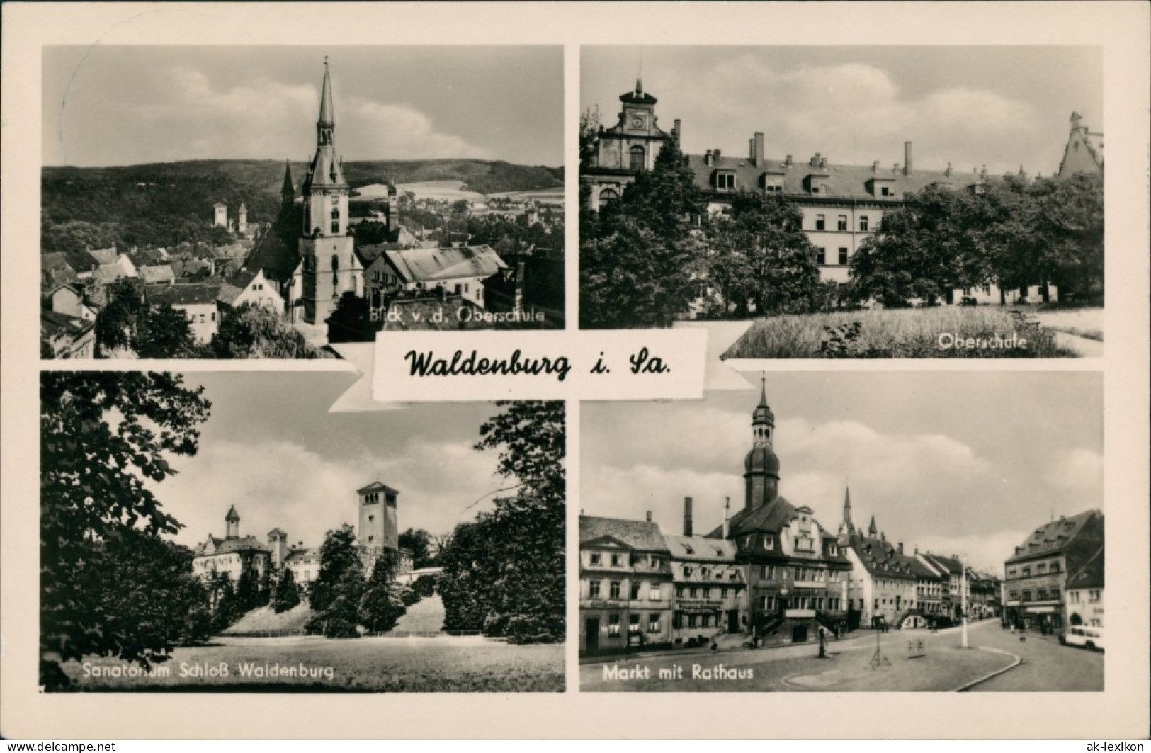 Waldenburg (Sachsen) DDR Mehrbild-AK Mit Oberschule, Schloß, Markt Rathaus 1954 - Waldenburg (Sachsen)