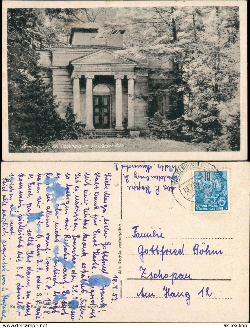 Waldenburg (Sachsen) Badehaus Im Grünfelder Park DDR Postkarte 1957 - Waldenburg (Sachsen)