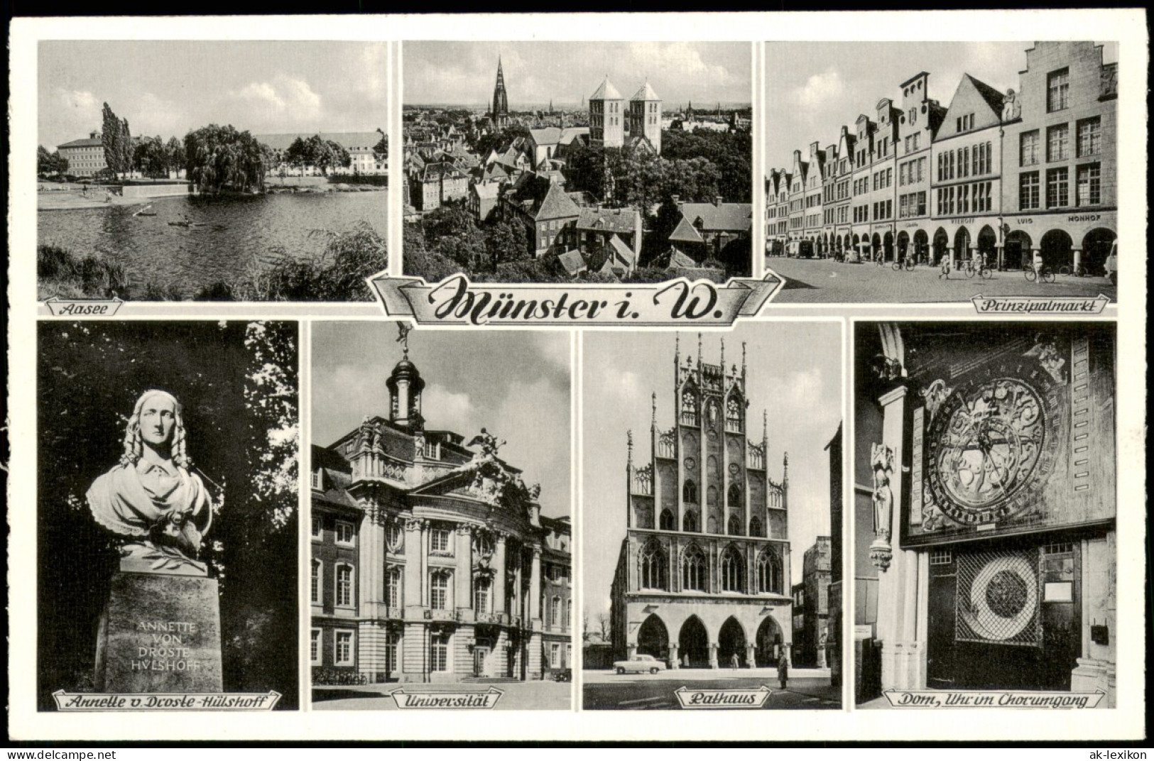 Münster (Westfalen) Prinzipalmarkt, Universität, Rathaus Uvm. 1960 - Münster