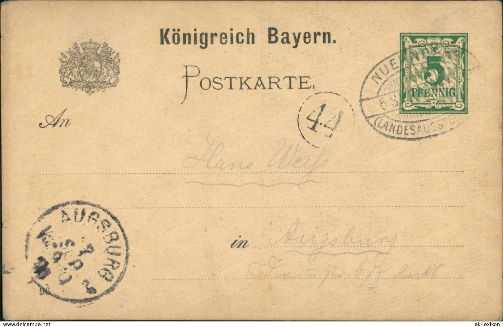 Nürnberg Bayerische Jubiläums Landes Ausstellung Ganzsache   Sonderstempel 1897 - Nürnberg