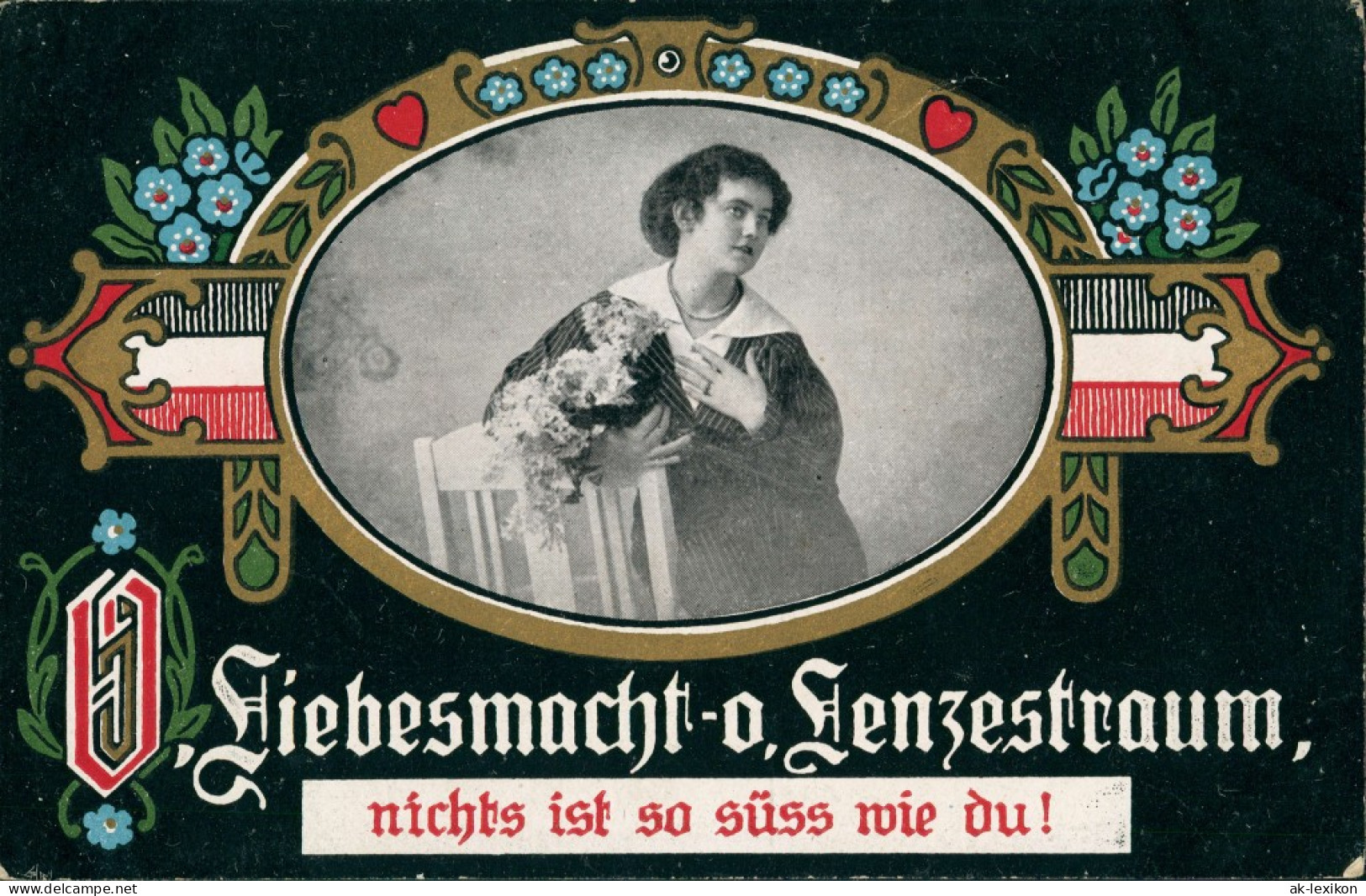 Ansichtskarte  Liebe Frau Goldornament Liebesmacht O Lenzestraum 1913 - Paare