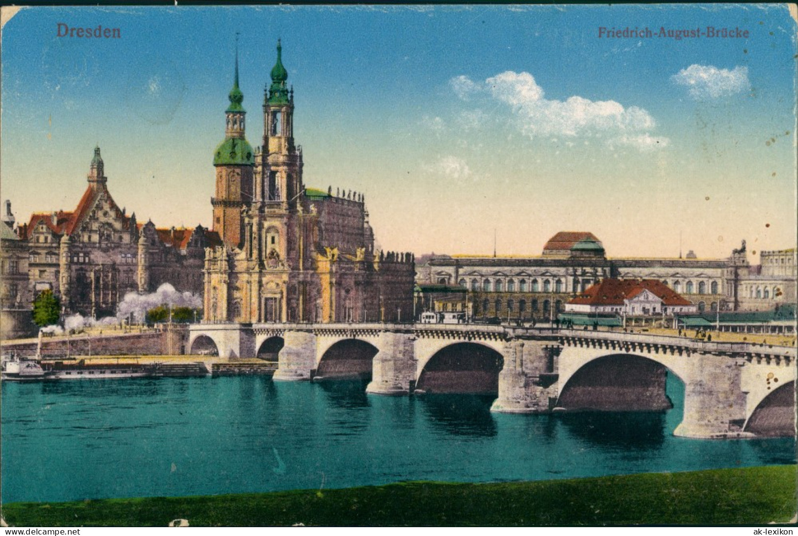 Innere Altstadt-Dresden Augustusbrücke, Dampfer Gel. Feldpost 1916 - Dresden