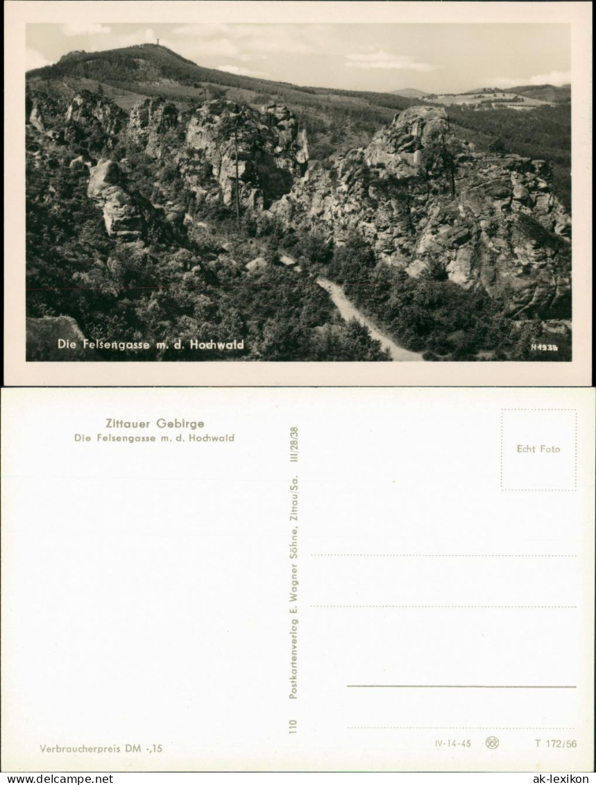 Ansichtskarte Zittau DDR Postkarte Felsen-Gasse M.d. Hochwald 1956 - Zittau