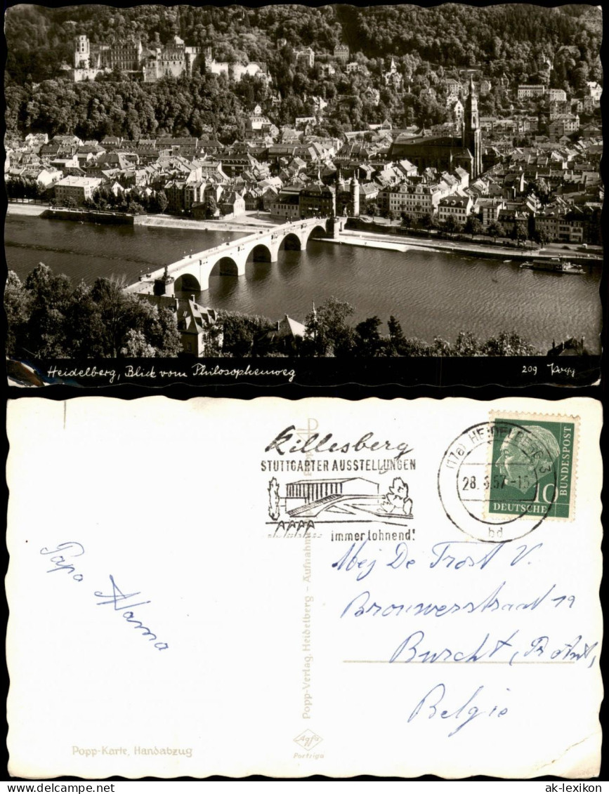 Ansichtskarte Heidelberg Panorama-Blick Vom Philosophenweg 1957 - Heidelberg