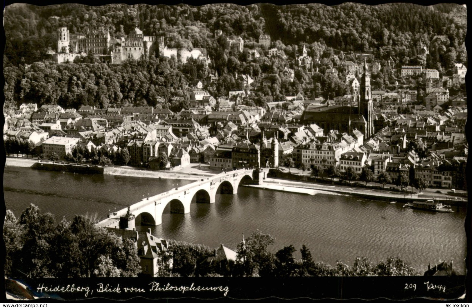 Ansichtskarte Heidelberg Panorama-Blick Vom Philosophenweg 1957 - Heidelberg