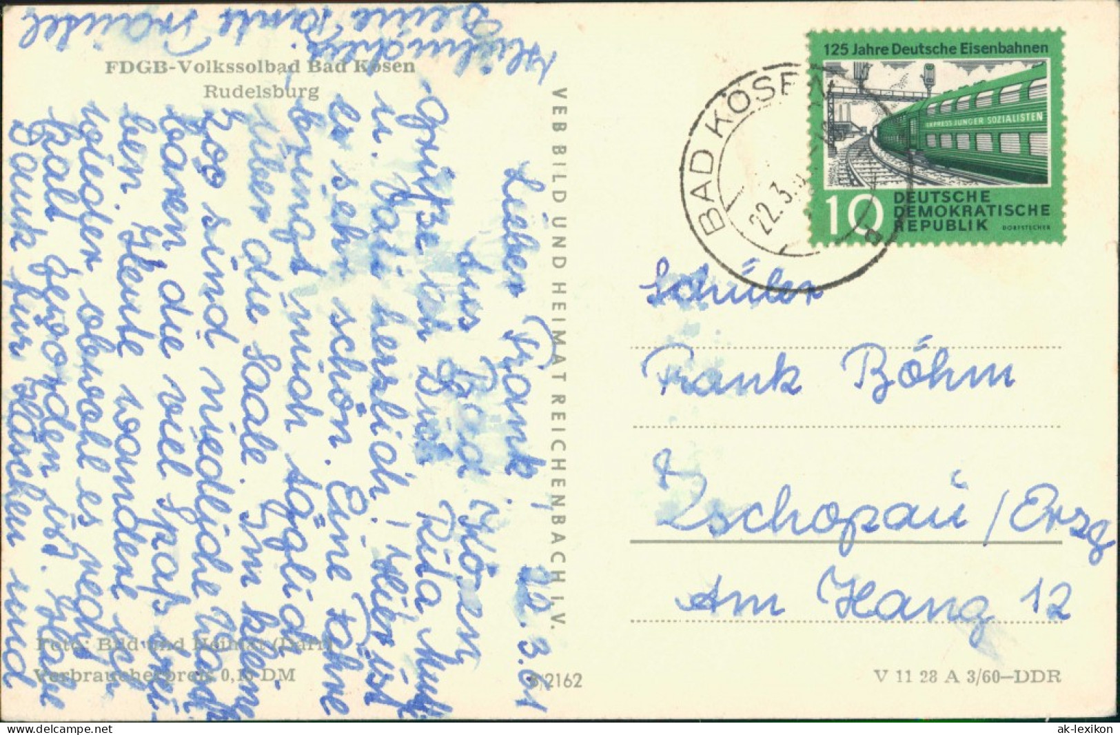 Ansichtskarte Saaleck-Bad Kösen Rudelsburg DDR Postkarte 1960 - Altri & Non Classificati