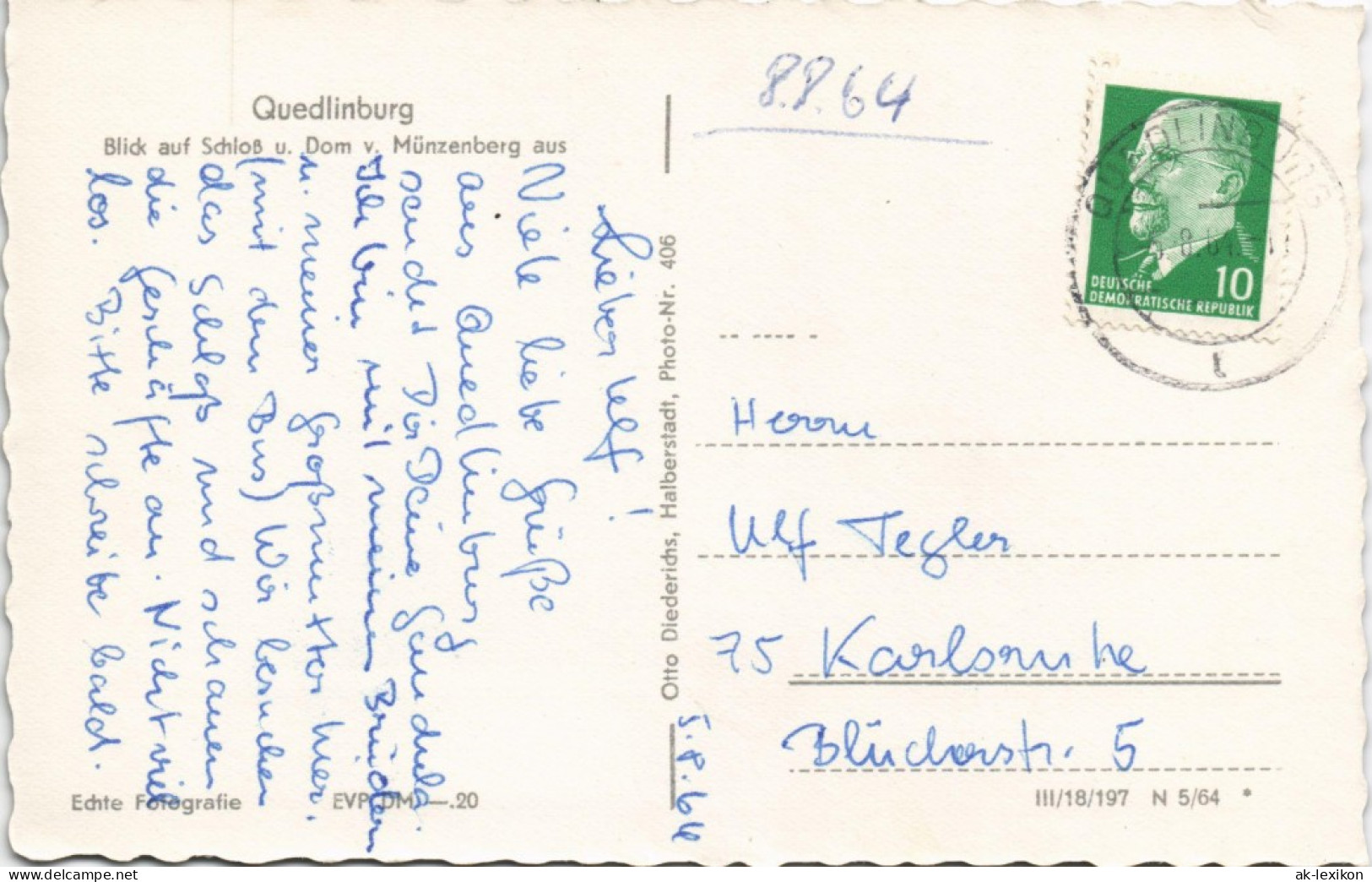 Ansichtskarte Quedlinburg Blick Auf Das Schloss 1964 - Altri & Non Classificati