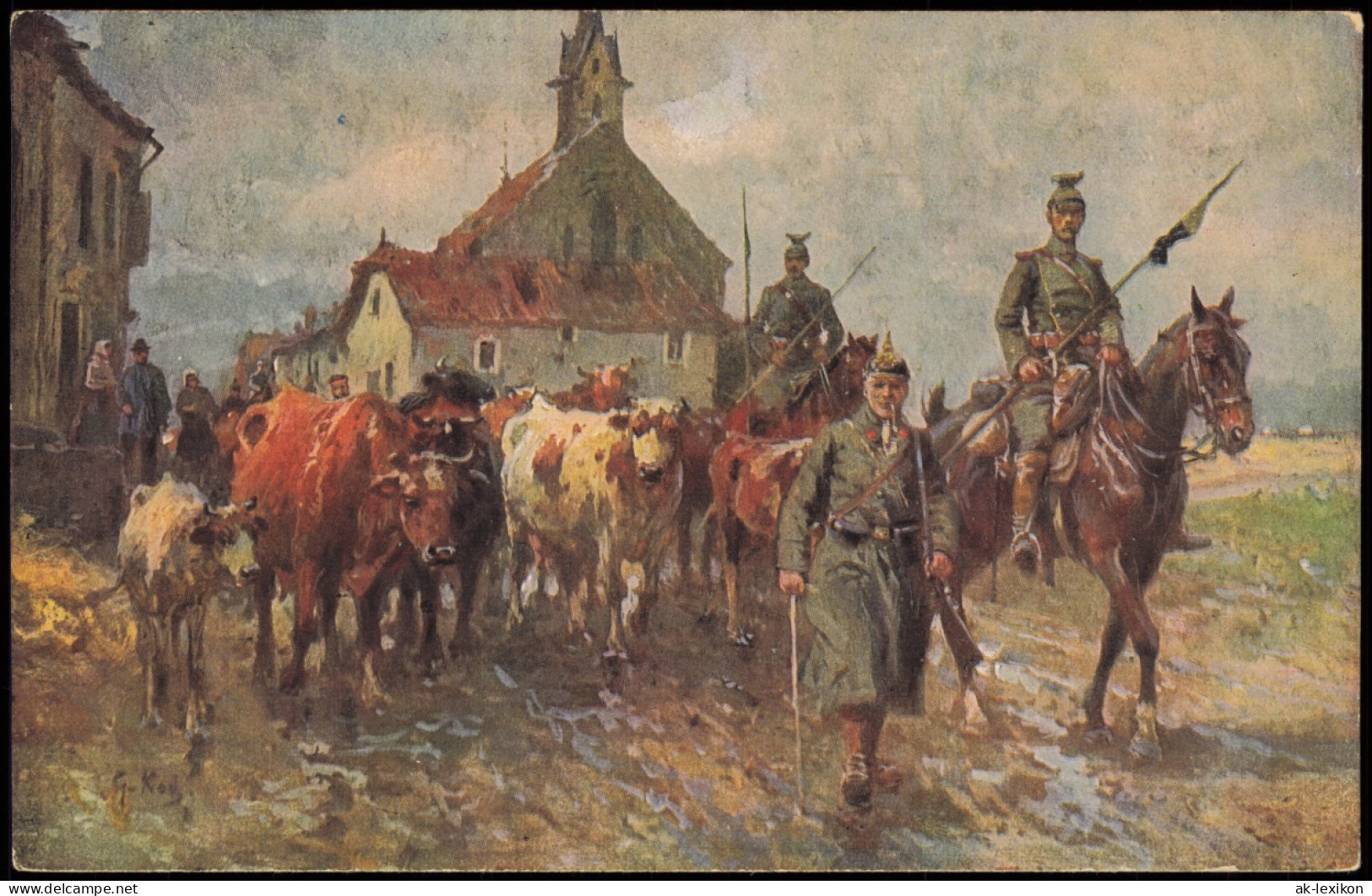 Militär/Propaganda Soldatenleben 1. Weltkrieg Soldaten Auf Dem Dorfe 1915 - Other & Unclassified