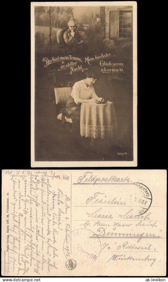 Ansichtskarte  Feldpostkarte 1. WK (Soldaten-Liebe) 1916   Feldpost - War 1914-18