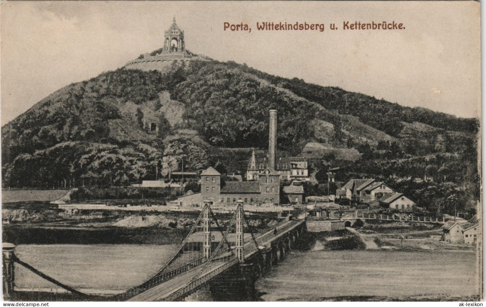 Ansichtskarte Porta Westfalica Wittekindsberg, Kettenbrücke UndFabrik 1912 - Porta Westfalica