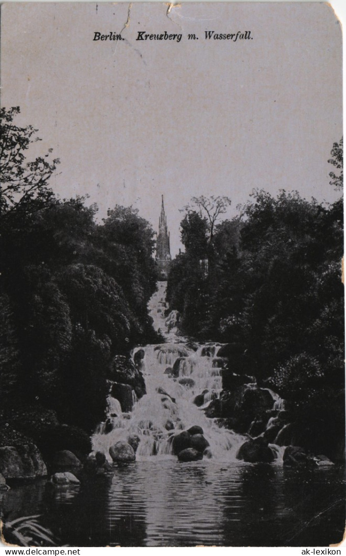 Ansichtskarte Kreuzberg-Berlin Waterfall/Viktoriapark Mit Wasserfall 1913 - Kreuzberg