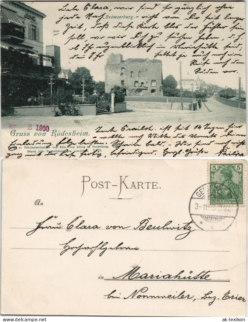 Ansichtskarte Rüdesheim (Rhein) Partie An Der Brömserburg 1900/0000 - Ruedesheim A. Rh.