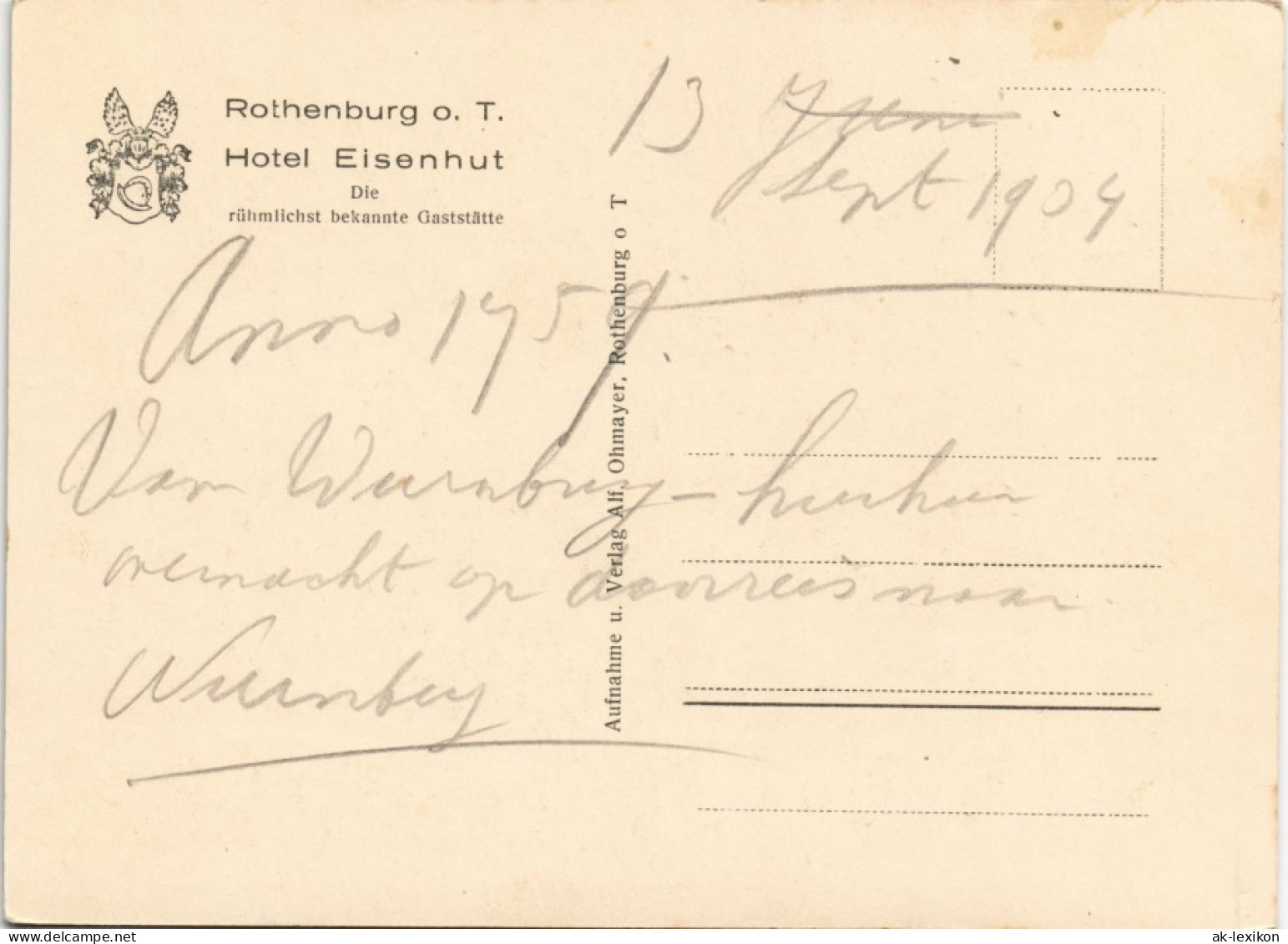 Ansichtskarte Rothenburg Ob Der Tauber Hotel Eisenhut Strassen Ansicht 1940 - Rothenburg O. D. Tauber