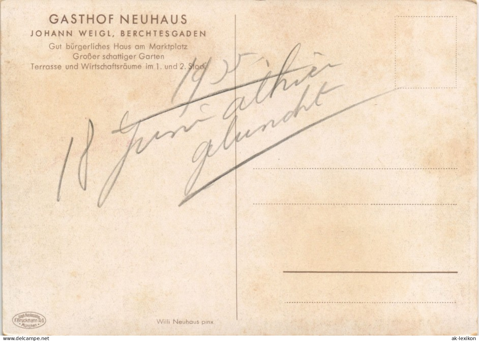 Berchtesgaden GASTHOF NEUHAUS Nach Künstler Willi Neuhaus Pinx. 1930 - Berchtesgaden