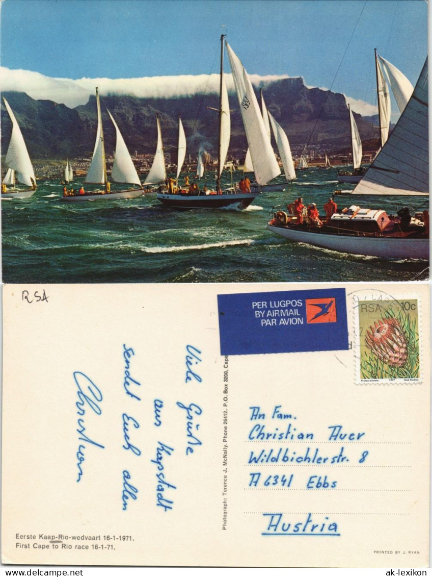 Postcard Südafrika First Cape To Rio Race, Segeln Vor Südafrika 1971 - Sudáfrica