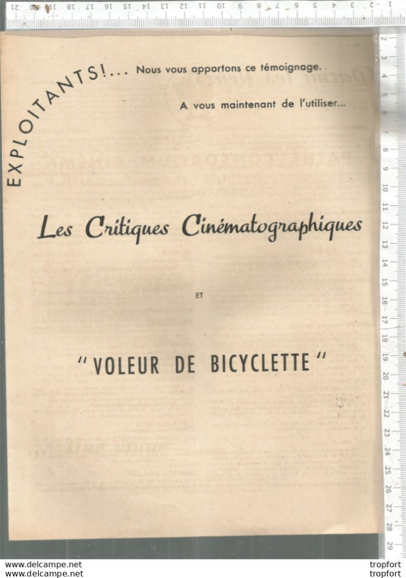 SUPERBE PROGRAMME CINEMA Grand Format  LE VOLEUR DE BICYCLETTE // 14 Pages - Programme