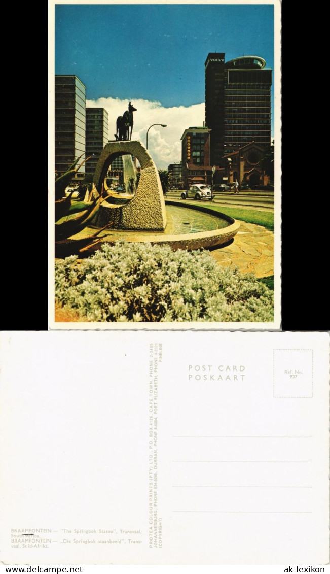 Postcard Braamfontein-Johannesburg The Springbok Statue - VW Käfer 1973 - Südafrika