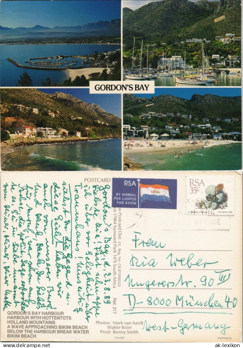 Gordon's Bay Multi-View With Harbour,  Holland Mountains, Bikini Beach 1989 - Afrique Du Sud