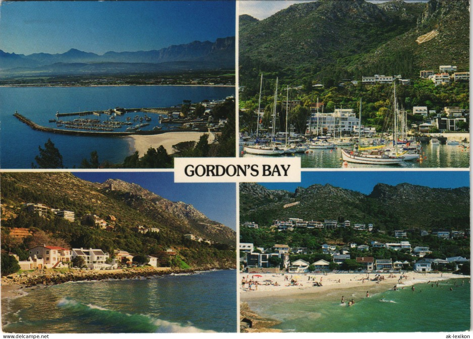 Gordon's Bay Multi-View With Harbour,  Holland Mountains, Bikini Beach 1989 - Sudáfrica