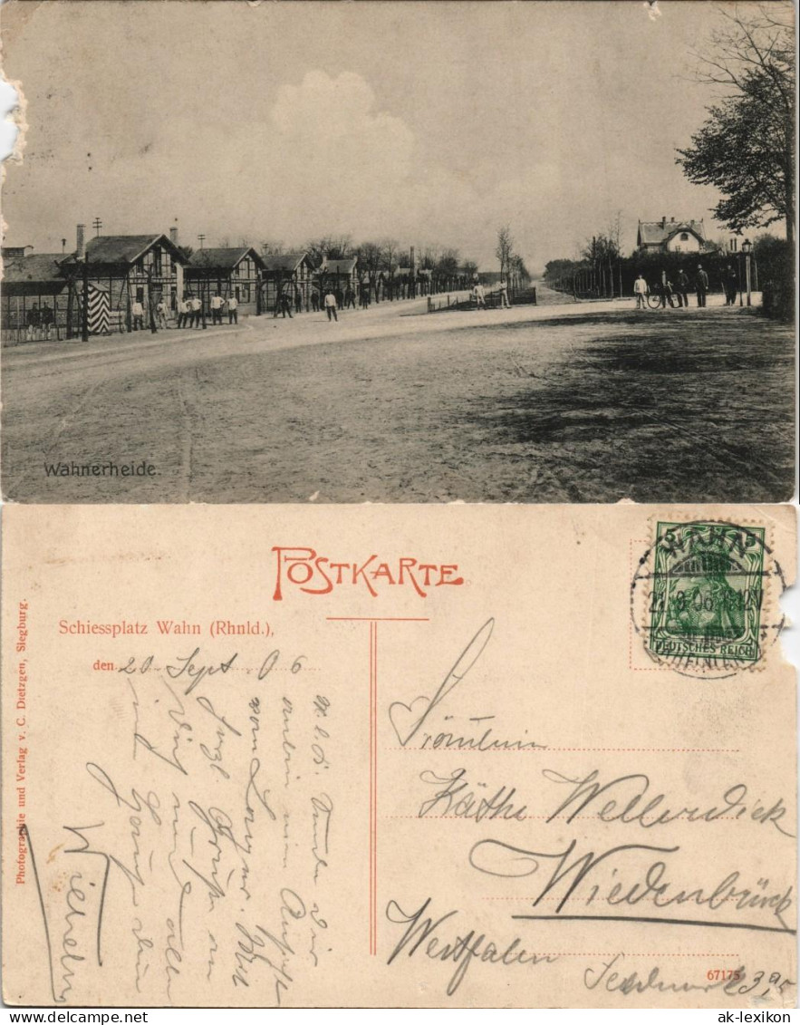 Ansichtskarte Porz-Köln Truppenübungsplatz Wahnerheide Straße 1906 - Koeln