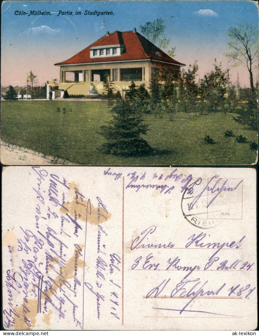 Ansichtskarte Mülheim-Köln Pavillon Im Stadtgarten 1918 - Koeln