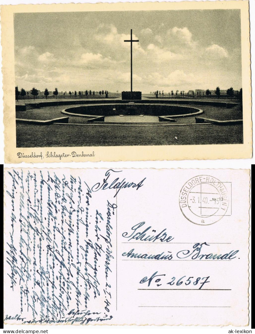Düsseldorf Schlageter-Denkmal 1940  Feldpost WK2 Gelaufen (an FP-Nr. 26587) - Duesseldorf