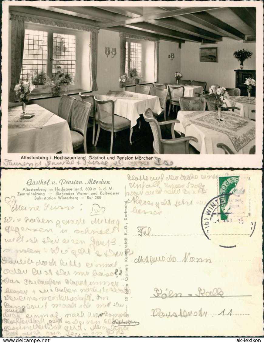 Altastenberg-Winterberg Gasthof  Pension Mörchen, Gastraum Innen Gaststube 1950 - Winterberg