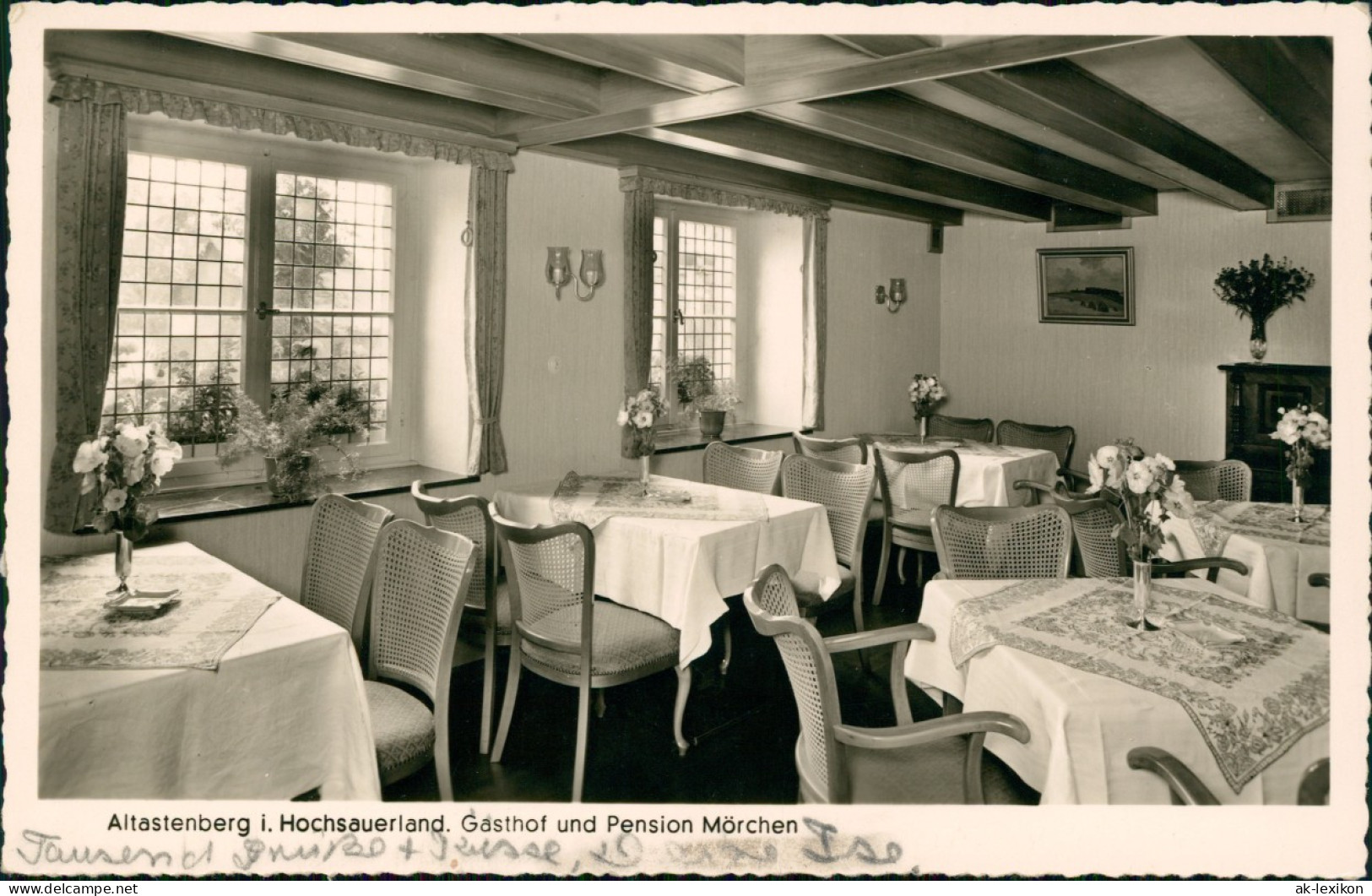 Altastenberg-Winterberg Gasthof  Pension Mörchen, Gastraum Innen Gaststube 1950 - Winterberg