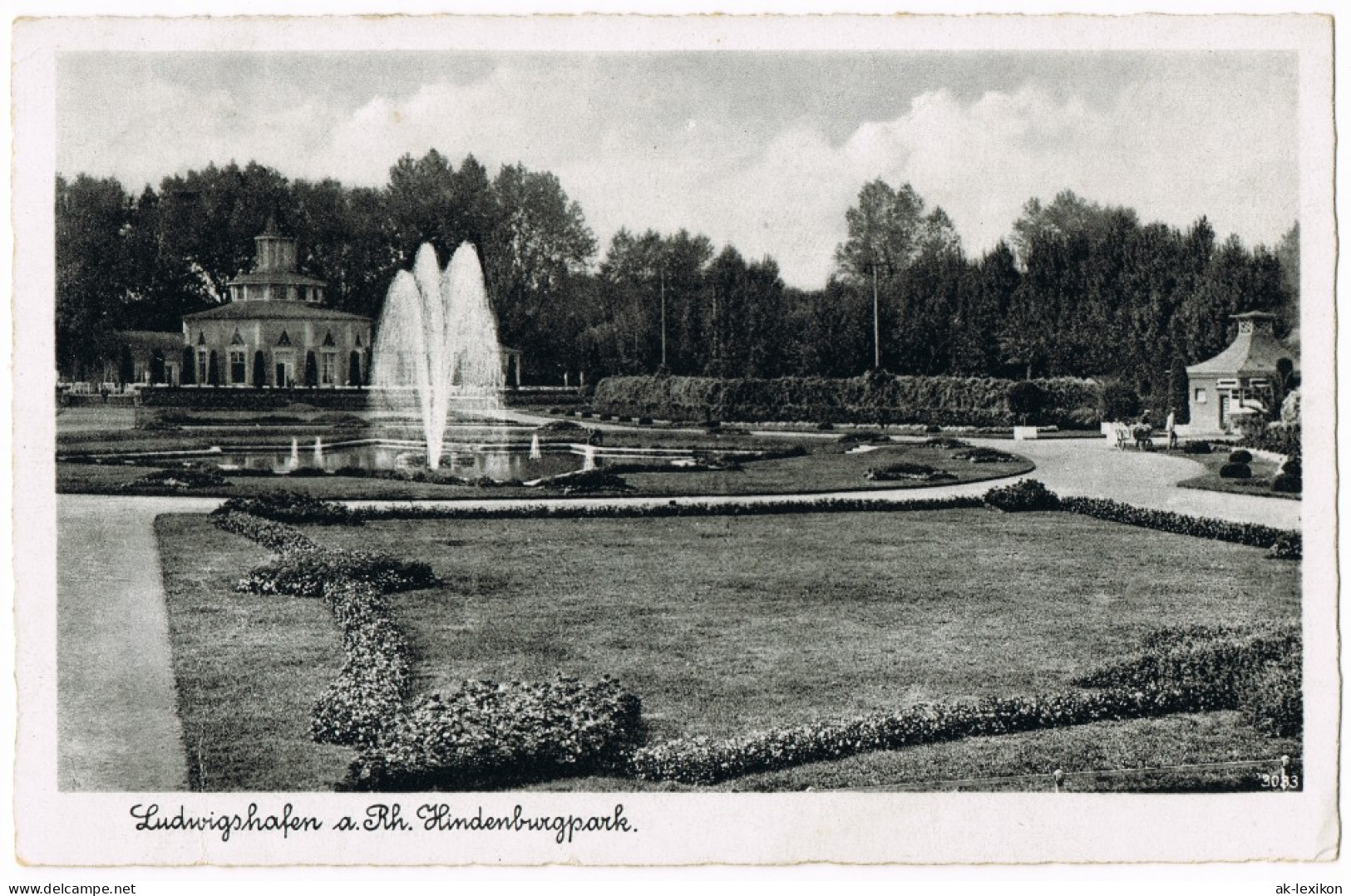 Ansichtskarte Ludwigshafen Hindenburg-Park, Wasserspiele Wasserkunst 1940 - Ludwigshafen