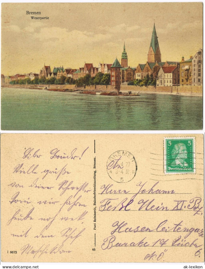 Ansichtskarte Bremen Weserpartie Panorama-Ansicht 1927 - Bremen