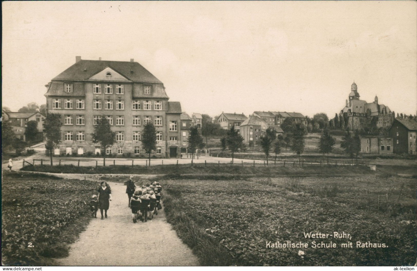 Ansichtskarte Wetter (Ruhr) Katholische Schule Mit Rathaus. 1928 - Wetter