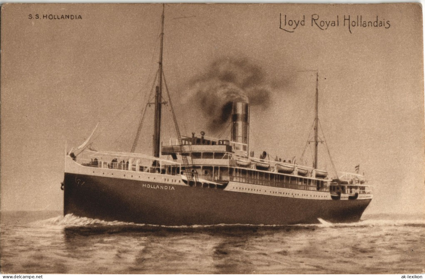 Ansichtskarte  Dampfer S.S. HOLLANDIA Lloyd Roayl Hollandais 1928 - Steamers