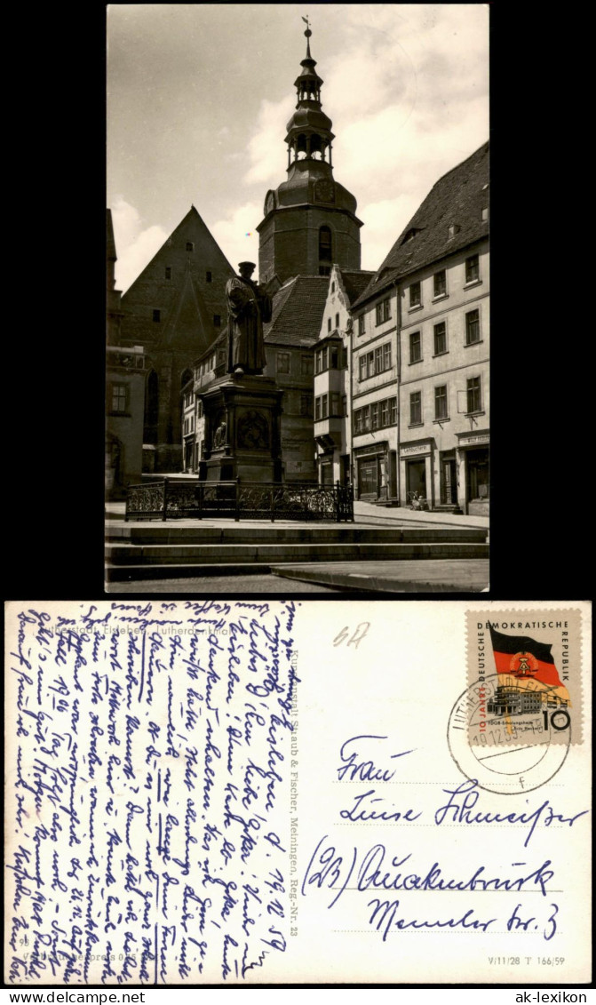 Ansichtskarte Eisleben Lutherdenkmal, Geschäfte 1959 - Altri & Non Classificati