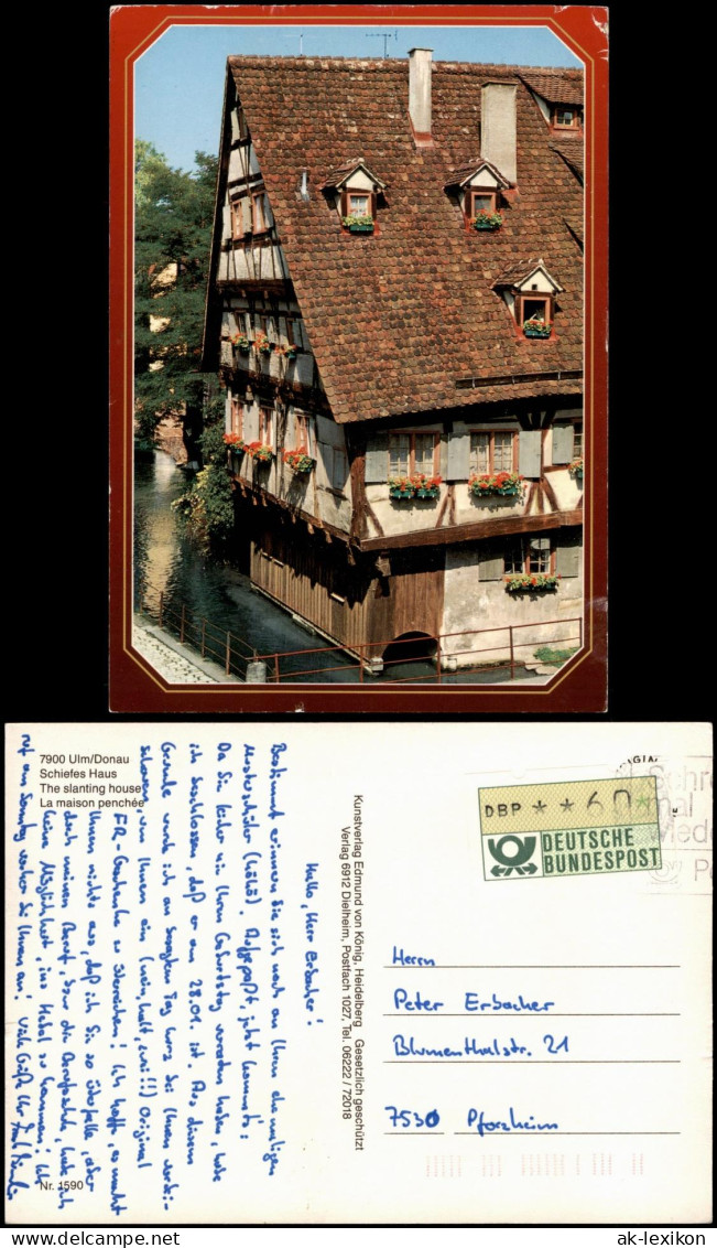 Ulm  Donau Schiefes Haus 1975   Frankiert Mit DBP Automaten-Briefmarke 60 Pf. - Ulm