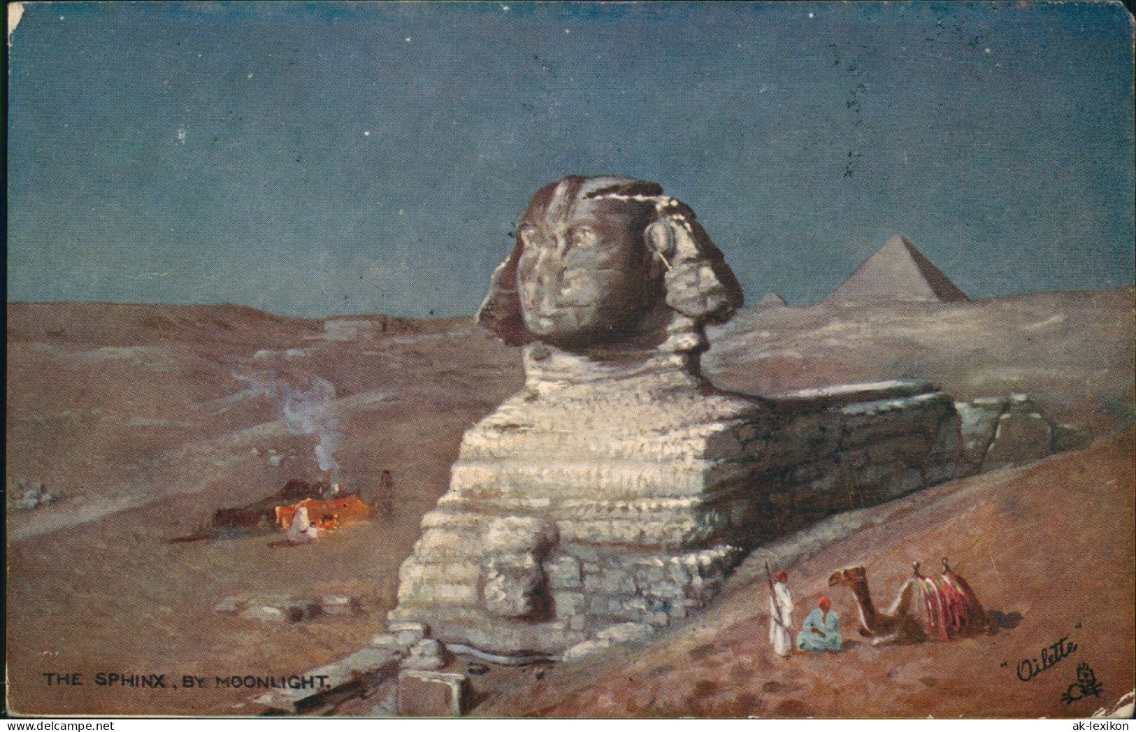 Giseh Gizeh الجيزة Sphinx, Nachtlager  1909 Germania Marke Stempel Alexandria - Sonstige & Ohne Zuordnung