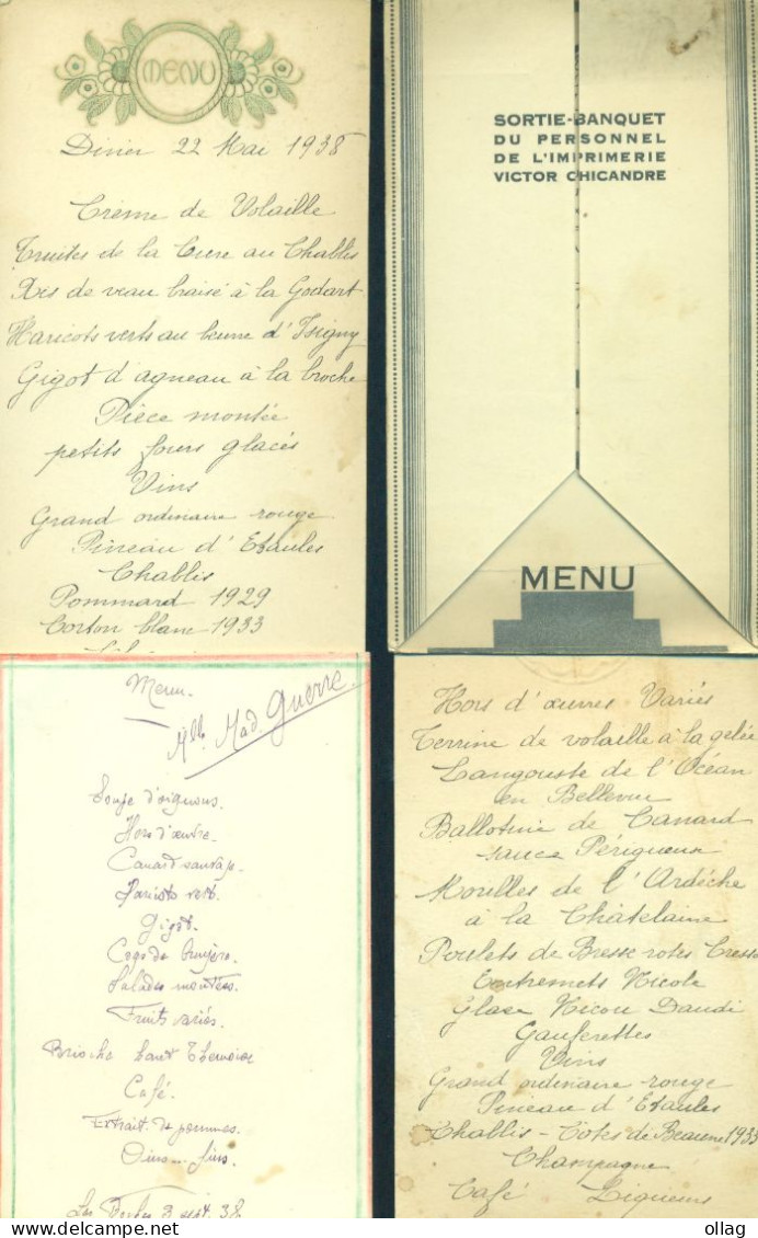 136 - LOT DE 17 MENUS DIVERS FORMATS - Menükarten