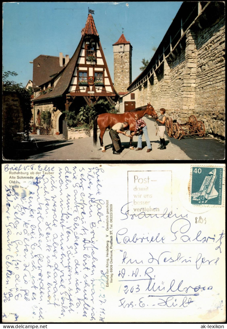 Rothenburg Ob Der Tauber Hufschmied Mit Pferd Vor Der Alten Schmiede 1978 - Rothenburg O. D. Tauber