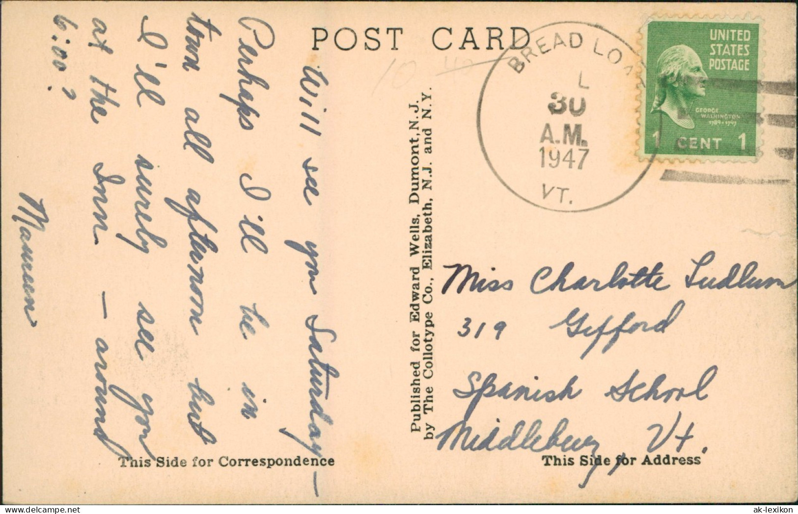 Postcard Salisbury Vermont Mount Mooselamoo Lake Dunmore 1947 - Andere & Zonder Classificatie