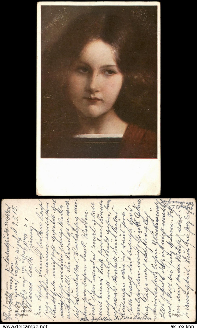 Künstlerkarte: Gemälde / Kunstwerke Frauenporträt, M.Munk 1915 - Paintings