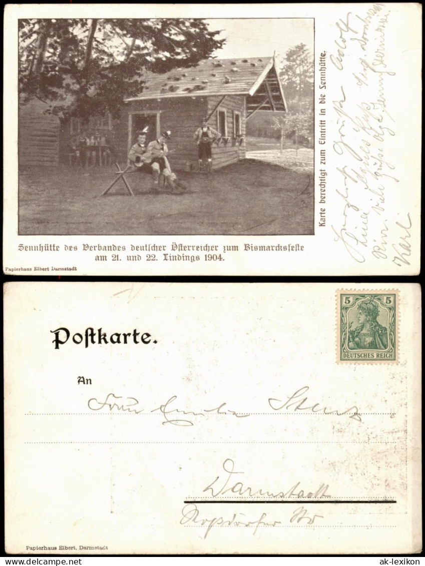 Ansichtskarte  Sennhütte Bismarckfest Lindings 1904 - Da Identificare