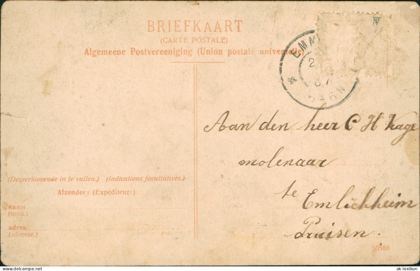 Postkaart Noordbarge B. Emmen Bijzondere School, Straßenpartie 1907 - Altri & Non Classificati
