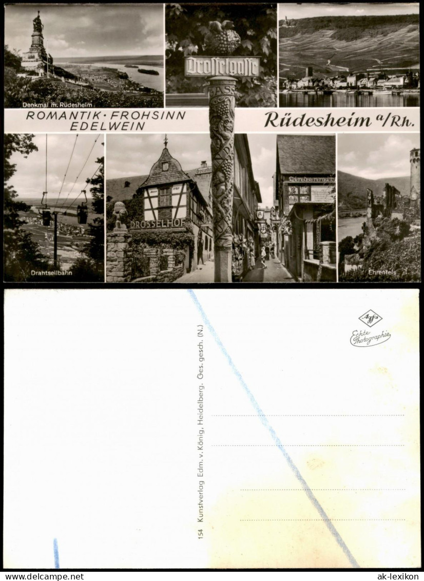 Rüdesheim (Rhein) Mehrbild-AK Ort Der ROMANTIK FROHSINN EDELWEIN 1960 - Ruedesheim A. Rh.
