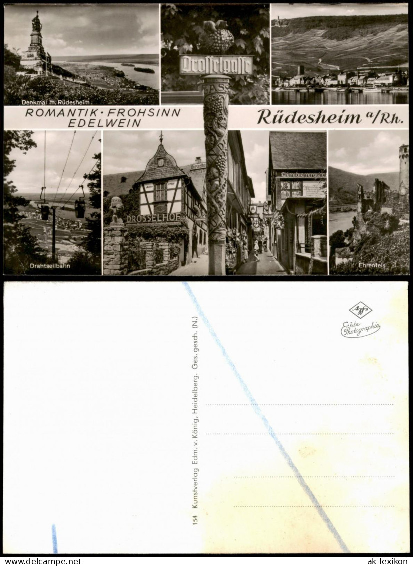 Rüdesheim (Rhein) Mehrbild-AK Ort Der ROMANTIK FROHSINN EDELWEIN 1960 - Rüdesheim A. Rh.