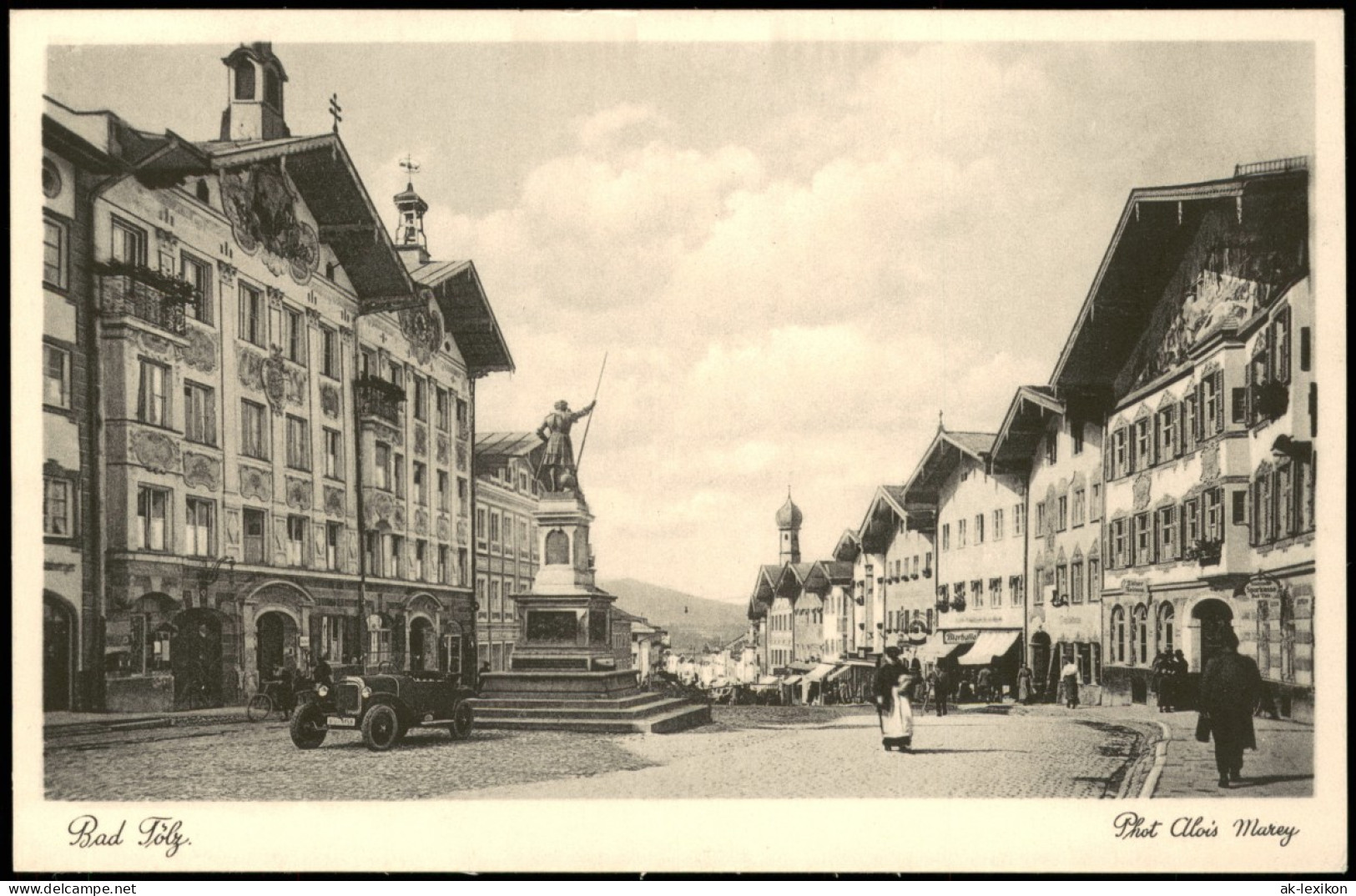 Ansichtskarte Bad Tölz Marktstrasse, Geschäfte Autos 1926 - Bad Tölz