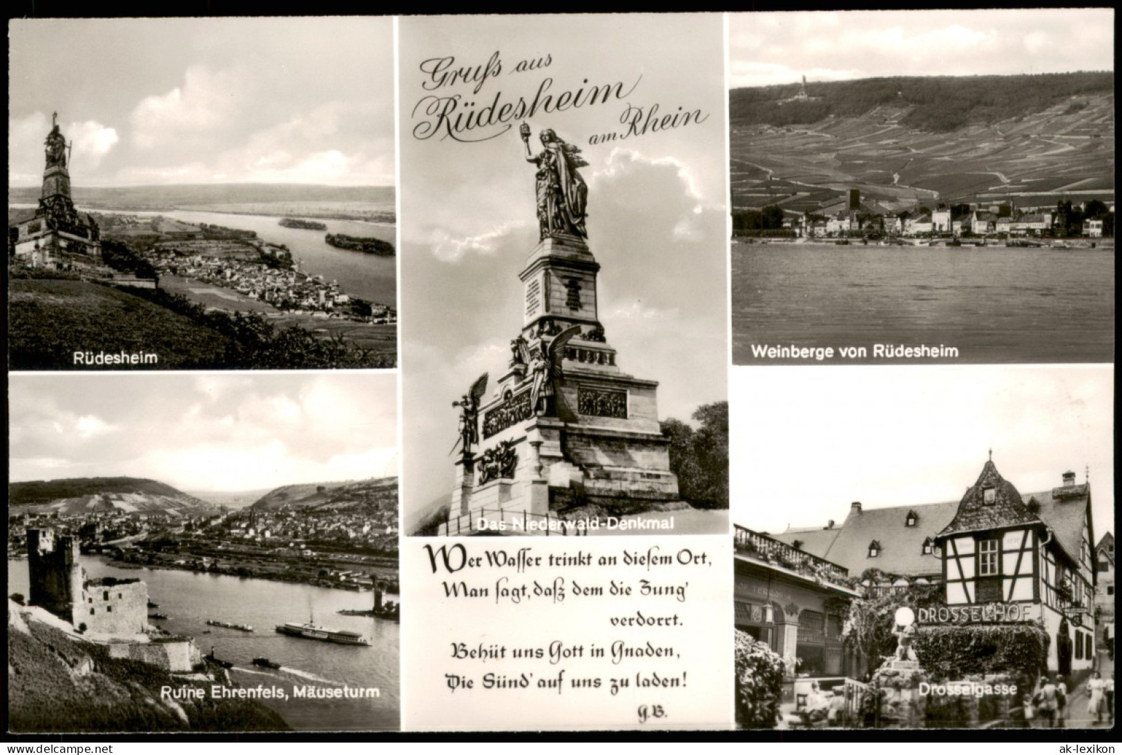 Rüdesheim (Rhein) Mehrbildkarte Der Rheingold-Serie; 5 Foto-Ansichten 1960 - Rüdesheim A. Rh.